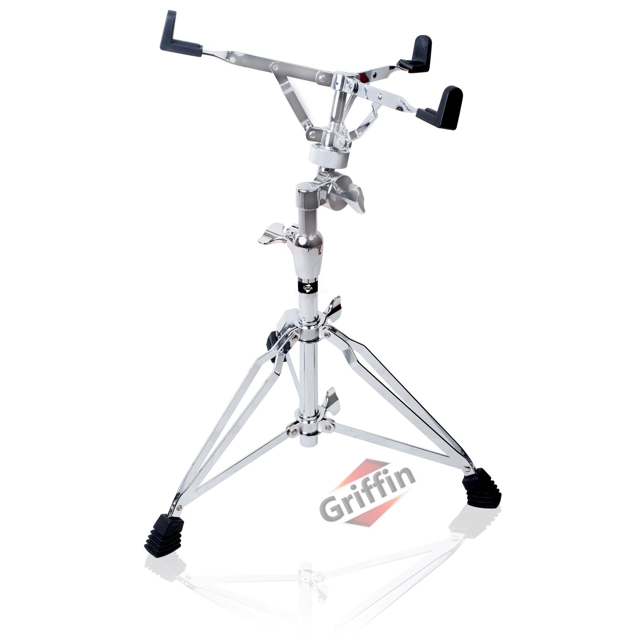GRIFFIN Deluxe Snare Drum Stand | Percussion Hardware Kit with Key | Double Braced Medium Weight Mount for Snares, Tom Drums & Practice Pad | Adjustable Height & Tilting Gear Clamp Style Basket Holder GeekStands.com