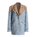 Audacious Spliced Raw Edge Blazer Boho Brown