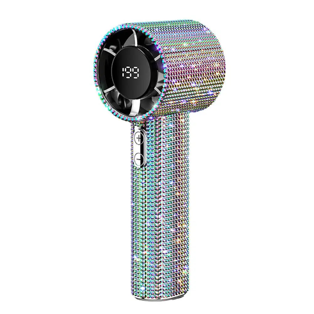 Vibrant Crystal Handheld Mini Fan Boho Brown