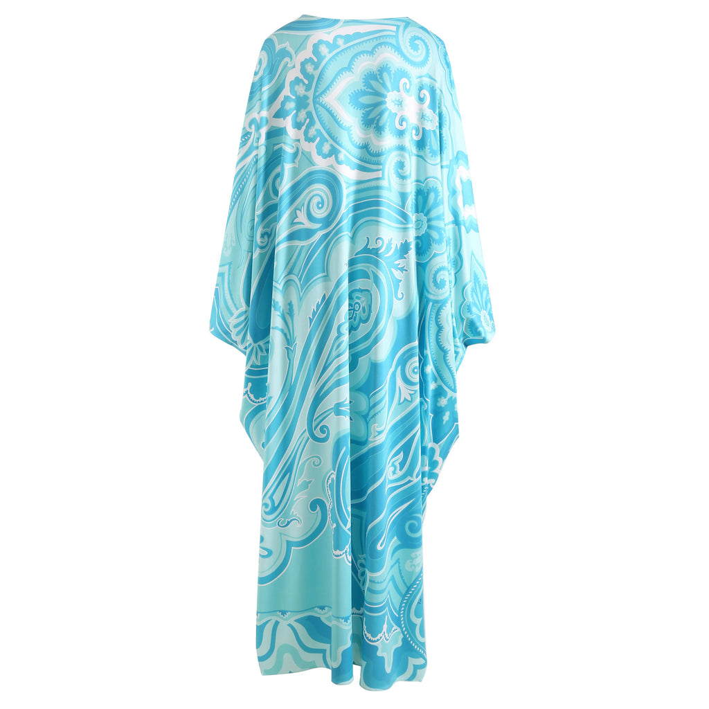 Vibrant Printed Loose Maxi Dress Boho Brown