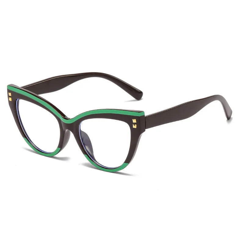 Anti Blue Light Optical Cat Eye Glasses Women Vintage Brand Designer Myopia Prescription Sexy Ladies Rivet Eye Glasses Frame T&L Fashions Boutique