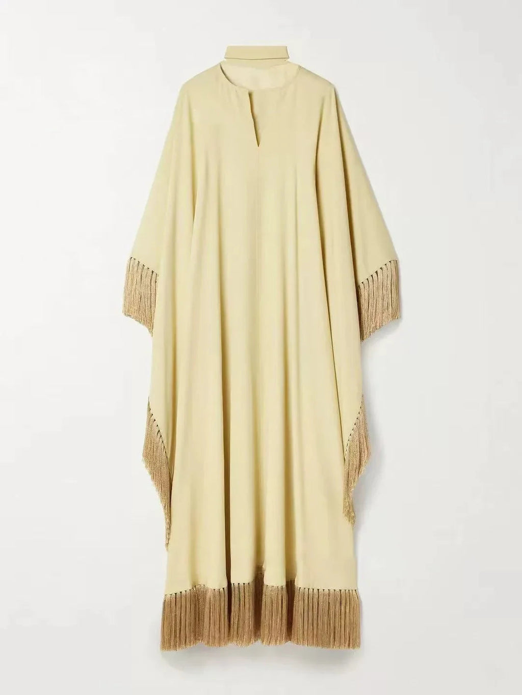 Liberated Oversized Fringe Kaftan Boho Brown