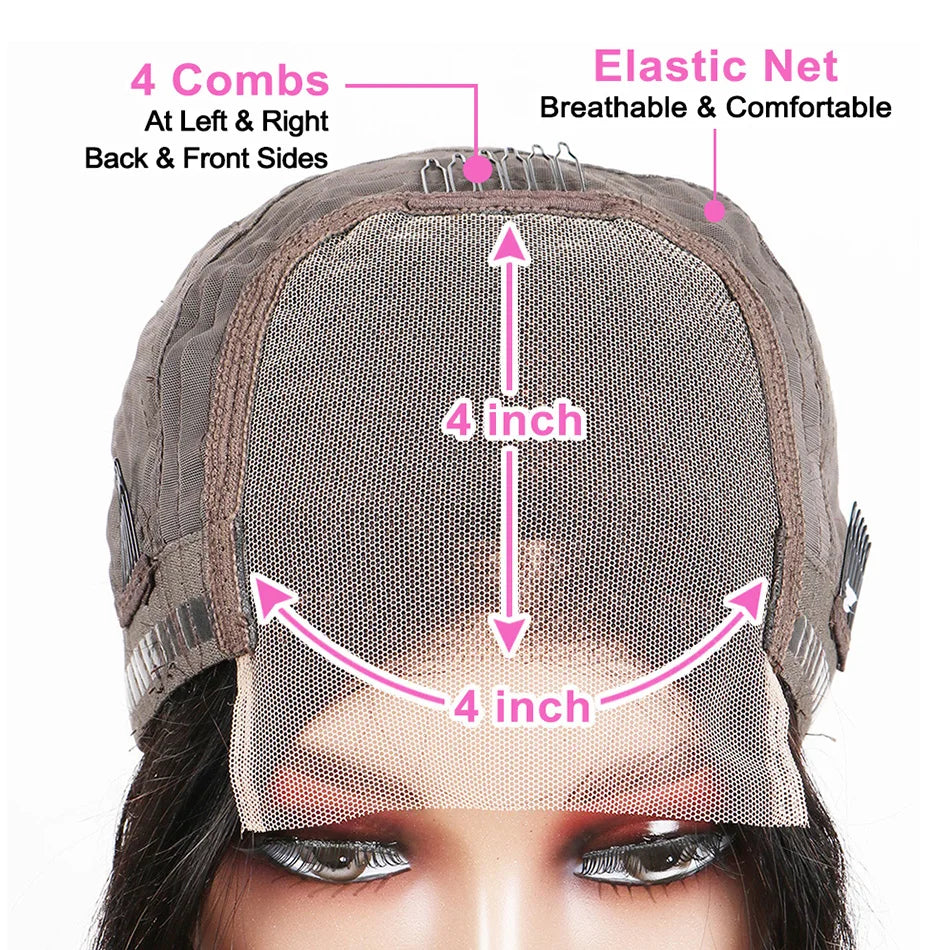 Bob Wig Brazilian Hair Lace Front Human Hair Wigs Short Bob Wig Pre Plucked Natural Color 4x4 Lace Part Lace Wigs For Women T&L Fashions Boutique