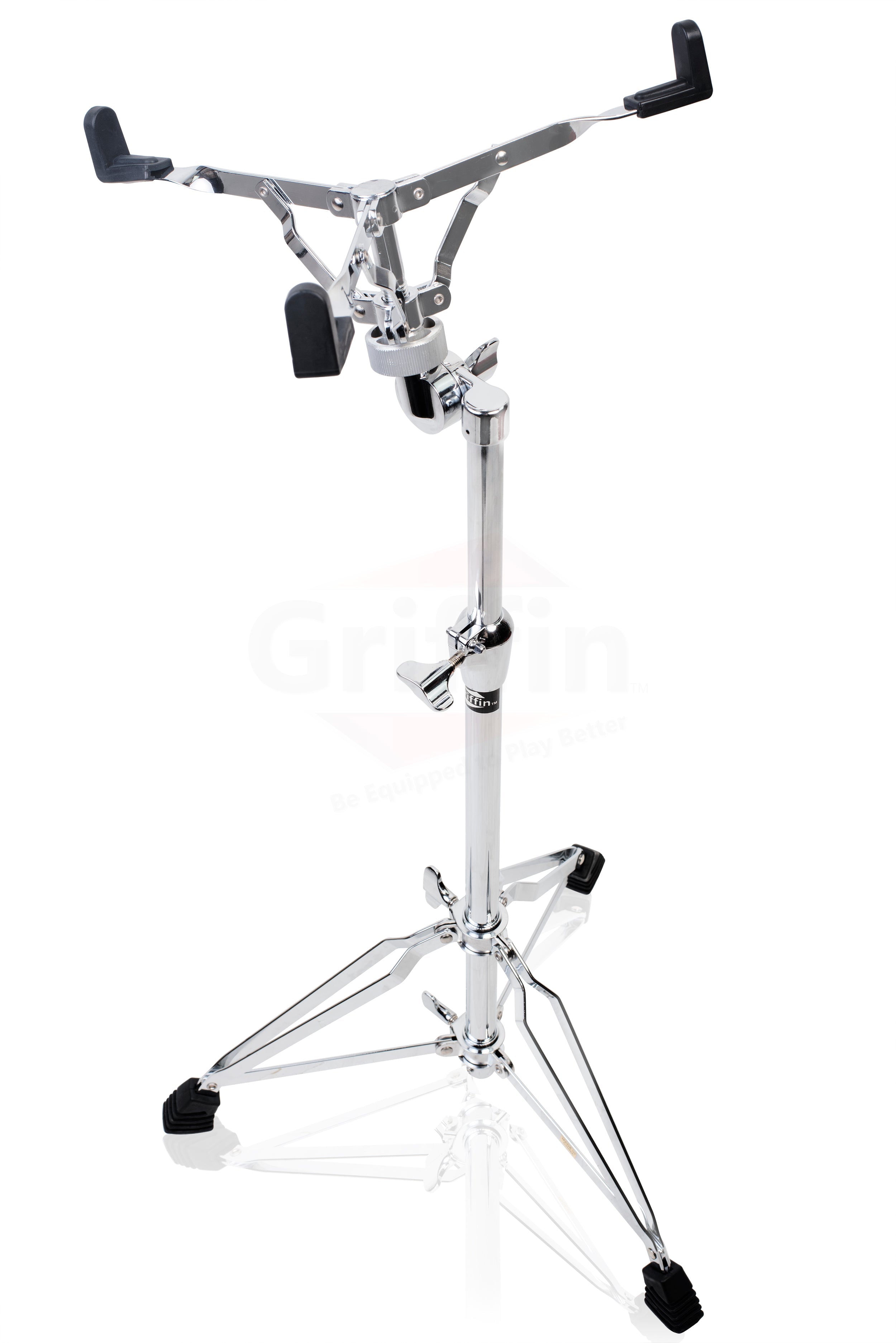 GRIFFIN Concert Stand-Up Snare Drum Stands (2-Pack) - Tall Adjustable Chrome Stand for Practice Pads & Drums - Extended-Height Hardware Mount Holder with Basket Clamp GeekStands.com