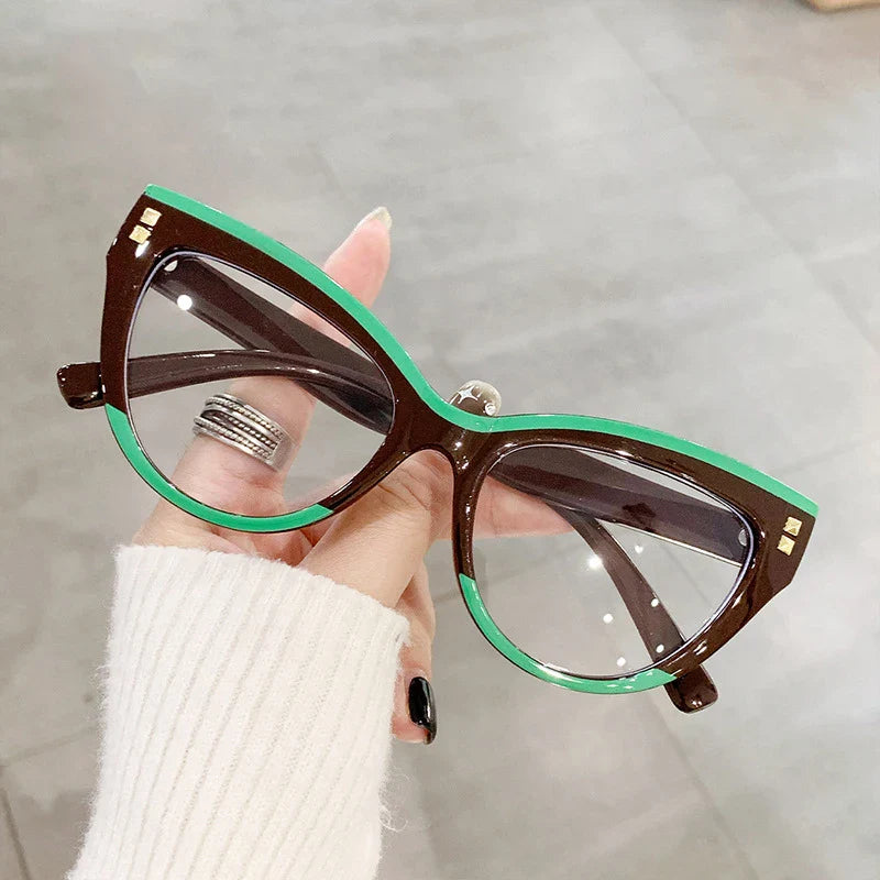 Anti Blue Light Optical Cat Eye Glasses Women Vintage Brand Designer Myopia Prescription Sexy Ladies Rivet Eye Glasses Frame T&L Fashions Boutique