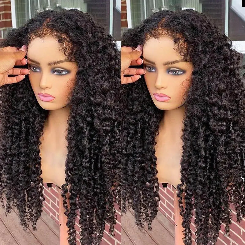4C Kinky Edges HD Lace Wigs Deep Water Wave 13x6 HD Lace Frontal Wig Human Hair Glueless 30 34 Inch Lace Front Wigs for Women HOL stores