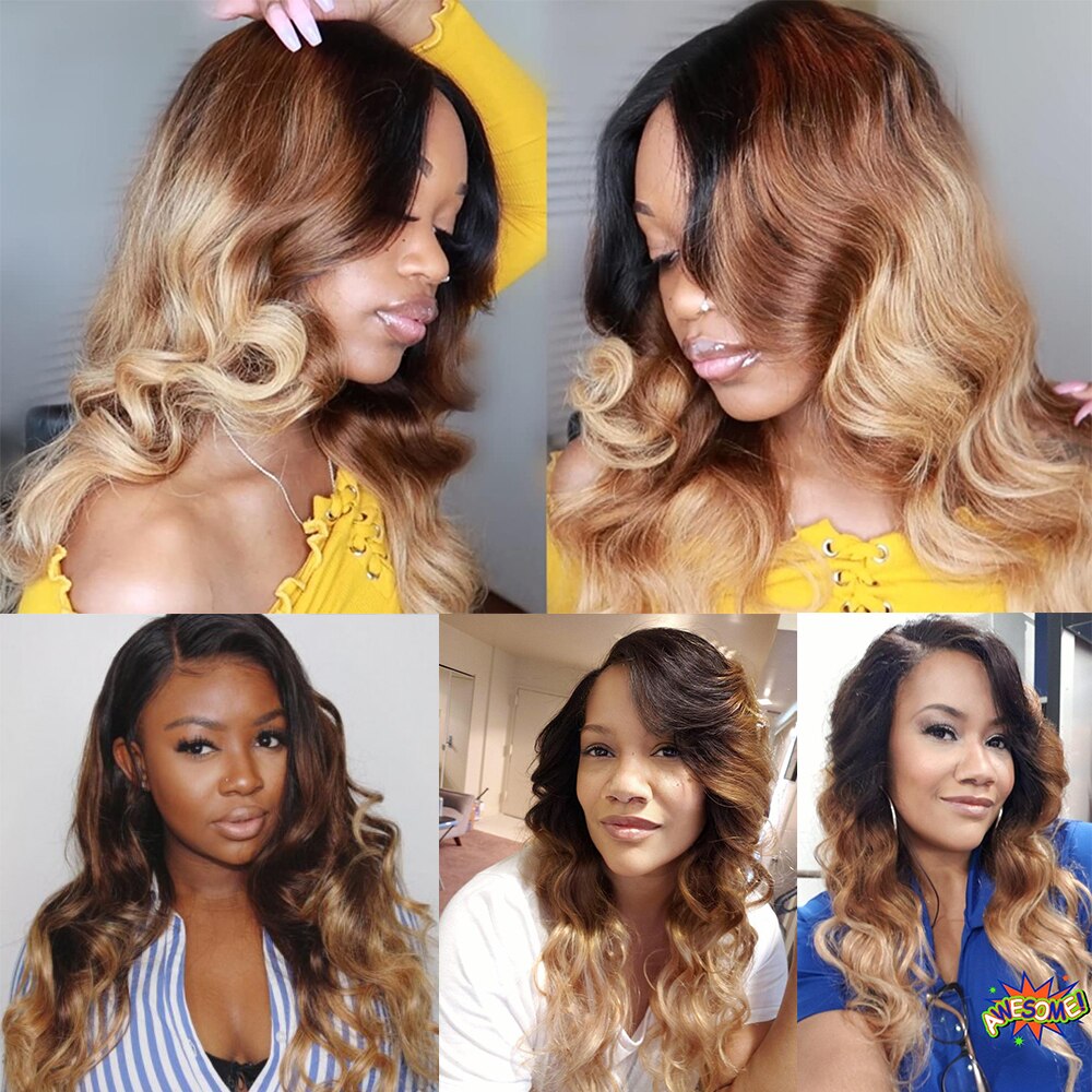 Body Wave Bundles T1b/4/27 Blonde Ombre Human Hair Bundles Deals Remy Hair Extensions Peruvian Brazilian Hair Weave Bundles T&L Fashions Boutique