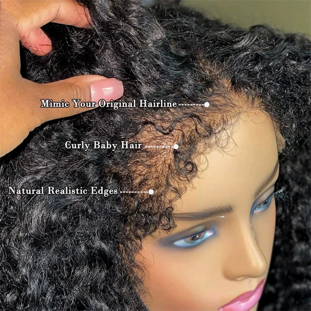 4C Kinky Edges HD Lace Wigs Deep Water Wave 13x6 HD Lace Frontal Wig Human Hair Glueless 30 34 Inch Lace Front Wigs for Women HOL stores