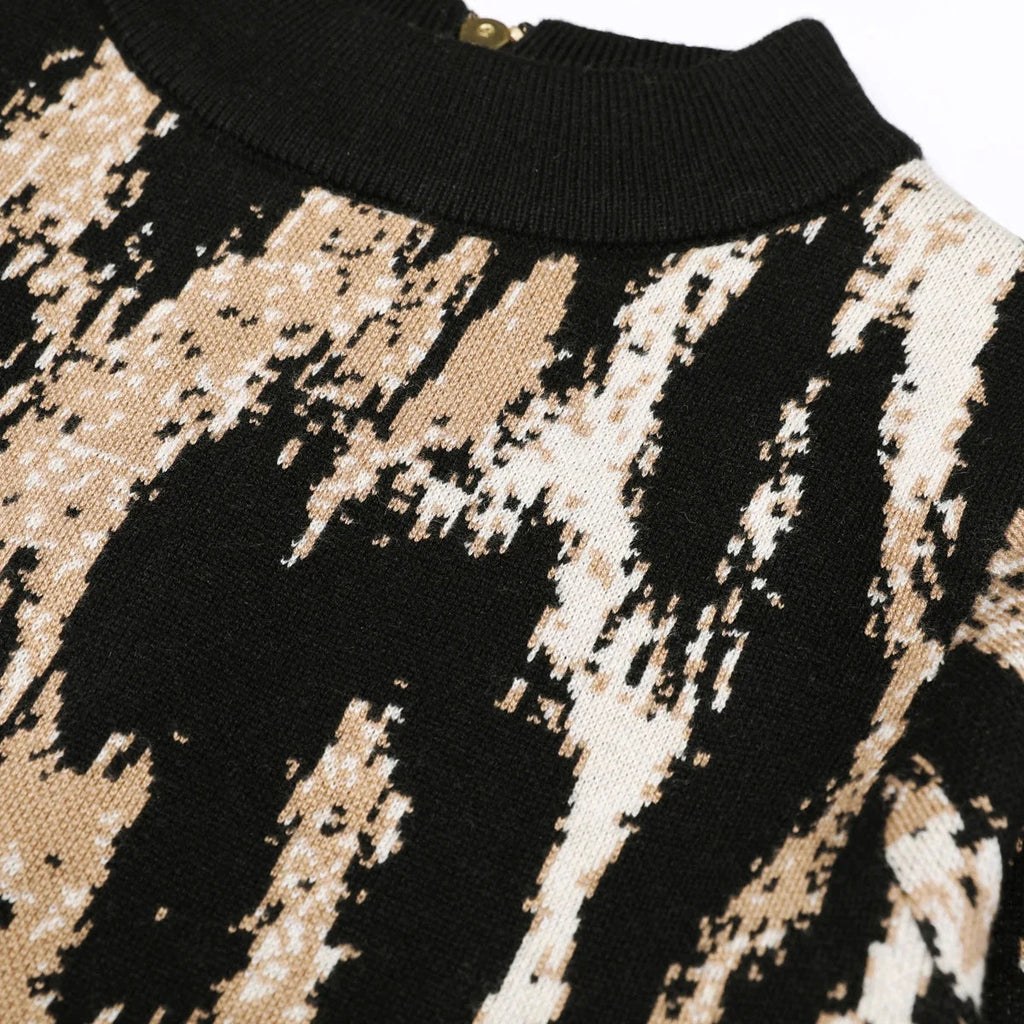 Audacious Leopard Print Sheath Dress Boho Brown
