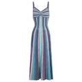 Vibrant Striped Knit Midi Dress Boho Brown