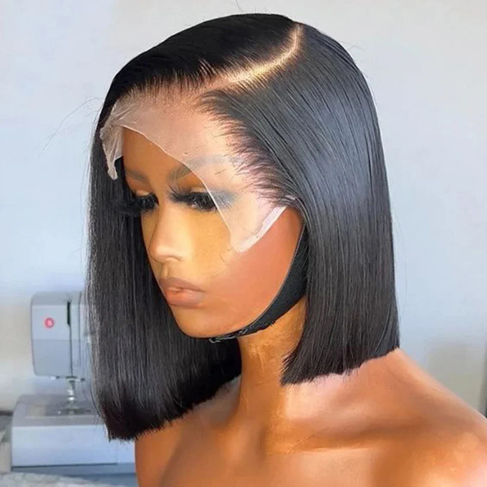 Bob Wig Brazilian Hair Lace Front Human Hair Wigs Short Bob Wig Pre Plucked Natural Color 4x4 Lace Part Lace Wigs For Women T&L Fashions Boutique