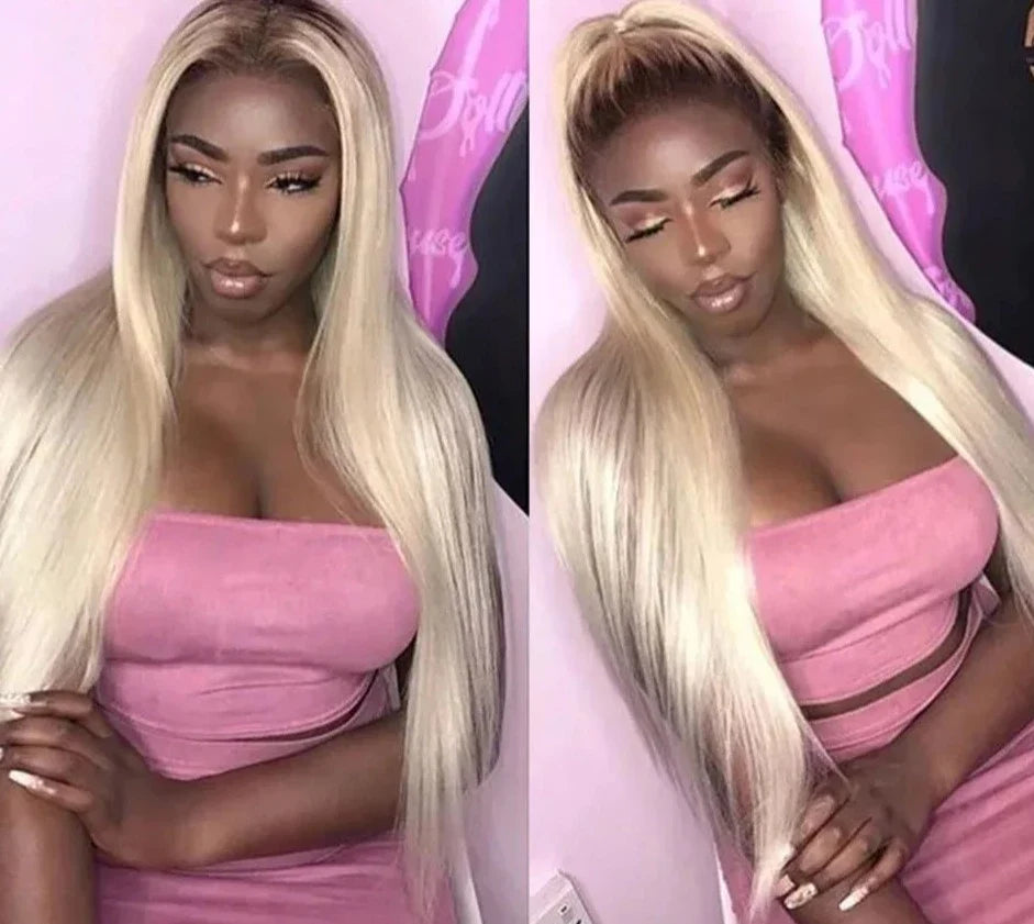 13X4 Ombre Blonde Frontal Wig Human Hair Remy Straight Transparent Lace 4 613 Lace Front Wig For Women HOL stores