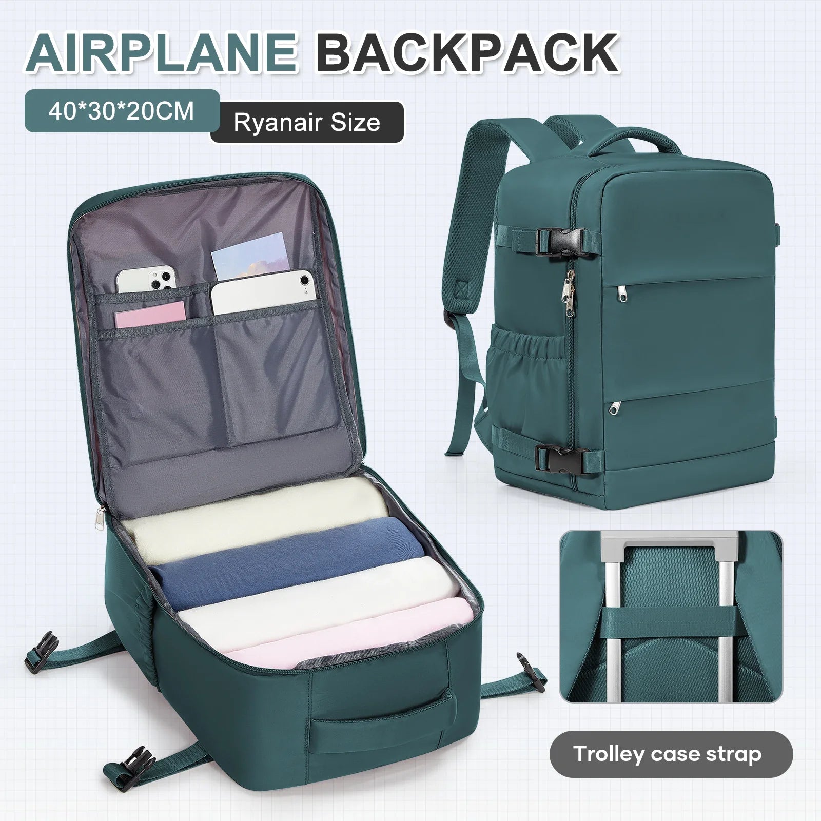 Ryanair Backpack 40x30x20 Cabin Bag Travel Backpack for Men Women Hand Luggage Leisure Laptop Backpack mochila para viaje cabina 7DAY'S