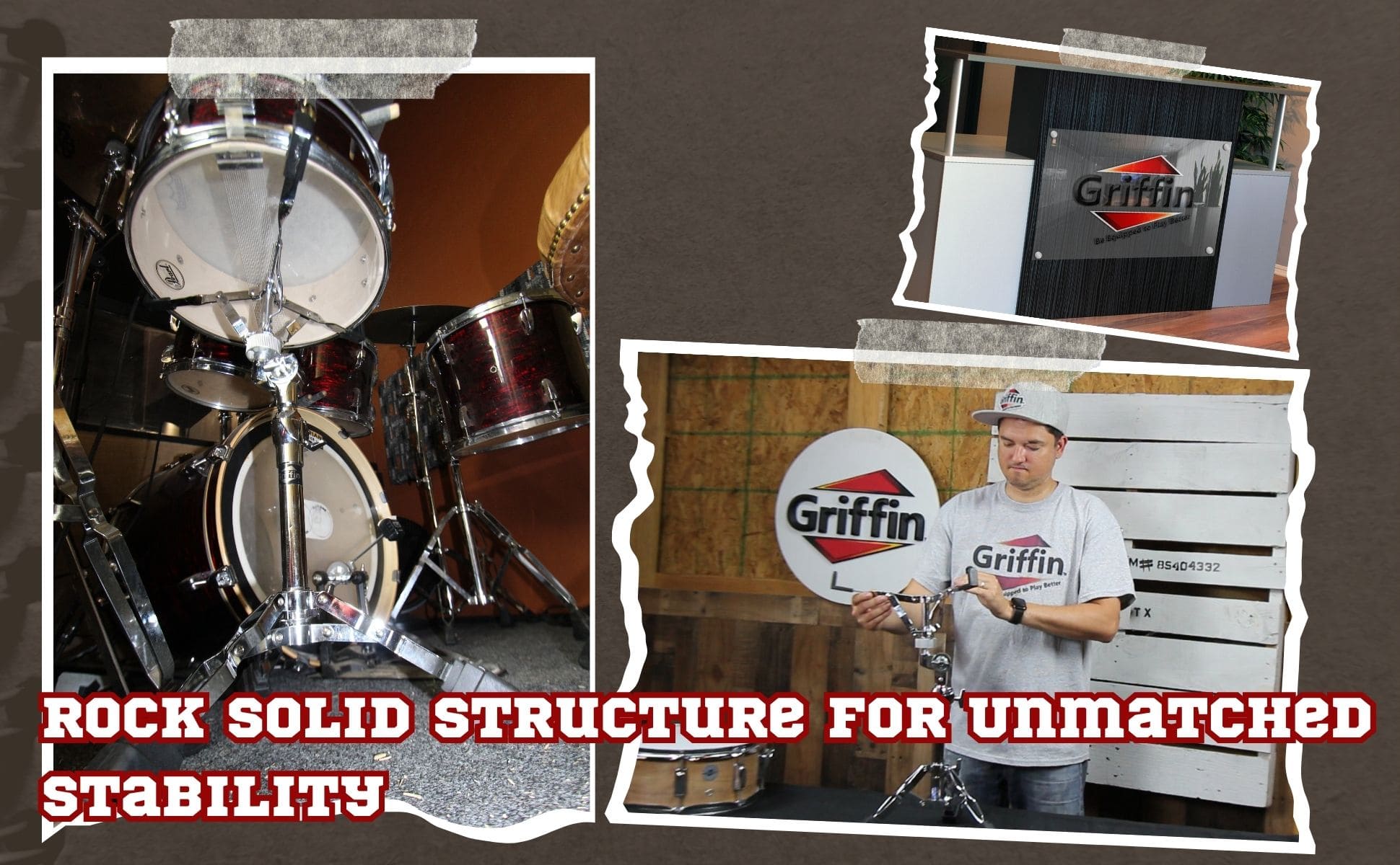 Heavy-Duty Snare Drum Stand by Griffin | Premium Double Braced Percussion Hardware Kit |Weight Mount for Snares, Tom Drums & Practice Pad | Adjustable Height & Tilting Gear Clamp Style Basket Holder GeekStands.com
