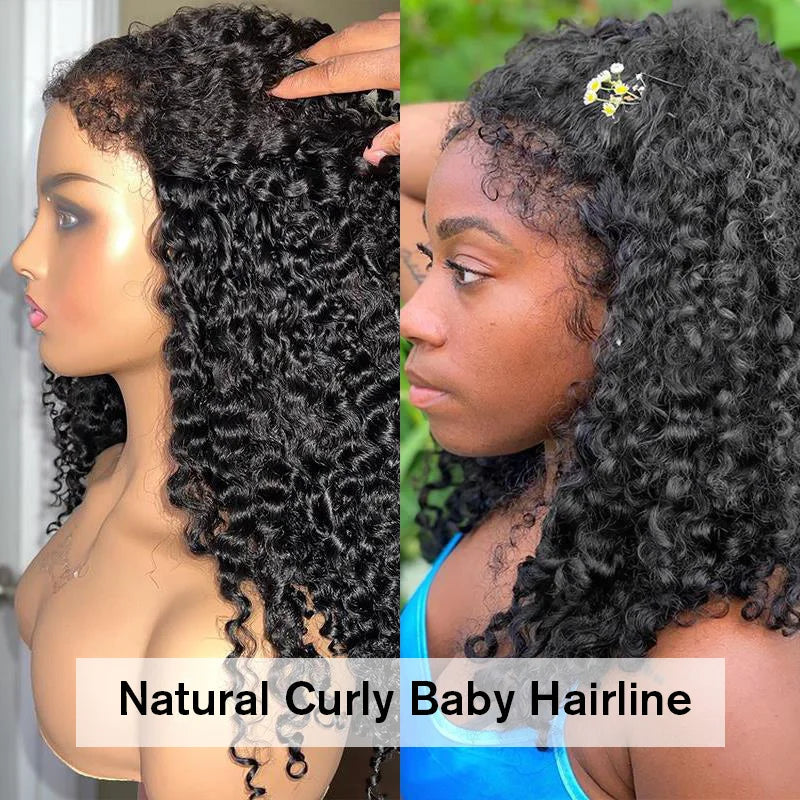 4C Kinky Edges HD Lace Wigs Deep Water Wave 13x6 HD Lace Frontal Wig Human Hair Glueless 30 34 Inch Lace Front Wigs for Women HOL stores