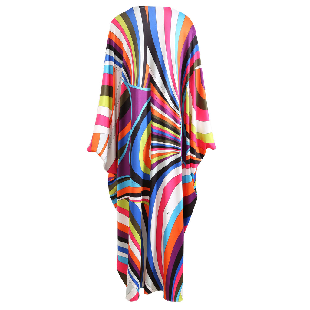 Vibrant Printed Loose Maxi Dress Boho Brown
