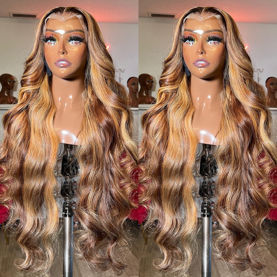Highlight Wig Human Hair 13x4 Lace Frontal Wig Colored Human Hair Wigs For Women 30 Inch Honey Blonde Body Wave Lace Front Wig HOL stores