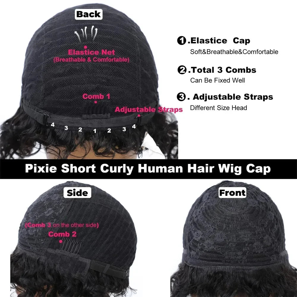 Bob Wig with Bangs Afro Bouncey Kinky Curls Brazilian Virgin Human Hair Glueless T&L Fashions Boutique