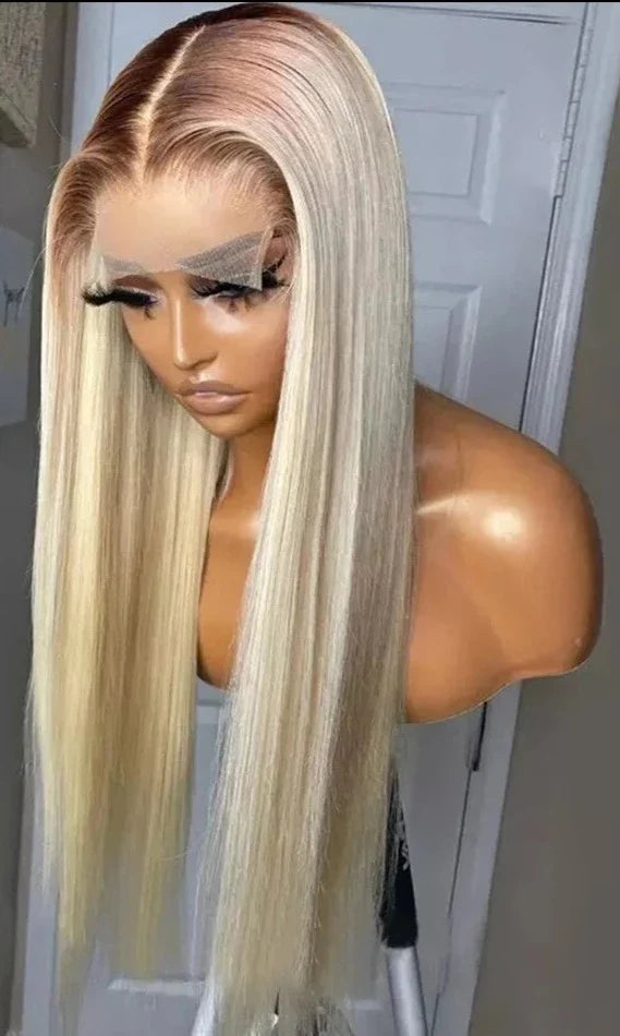 13X4 Ombre Blonde Frontal Wig Human Hair Remy Straight Transparent Lace 4 613 Lace Front Wig For Women HOL stores