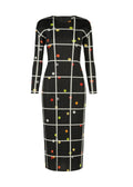 Vibrant Plaid Pleated Maxi Dress Boho Brown