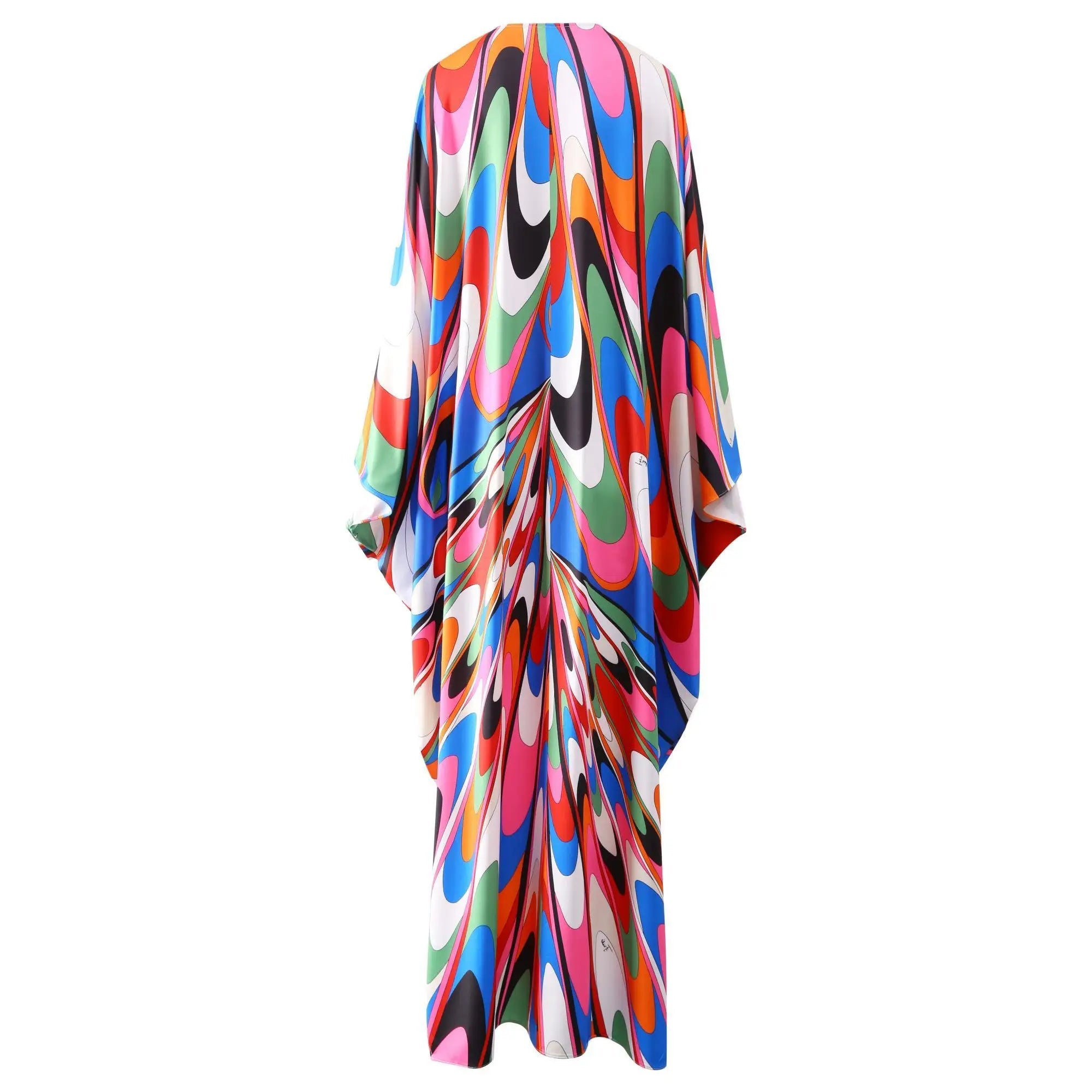 Vibrant Printed Loose Maxi Dress Boho Brown