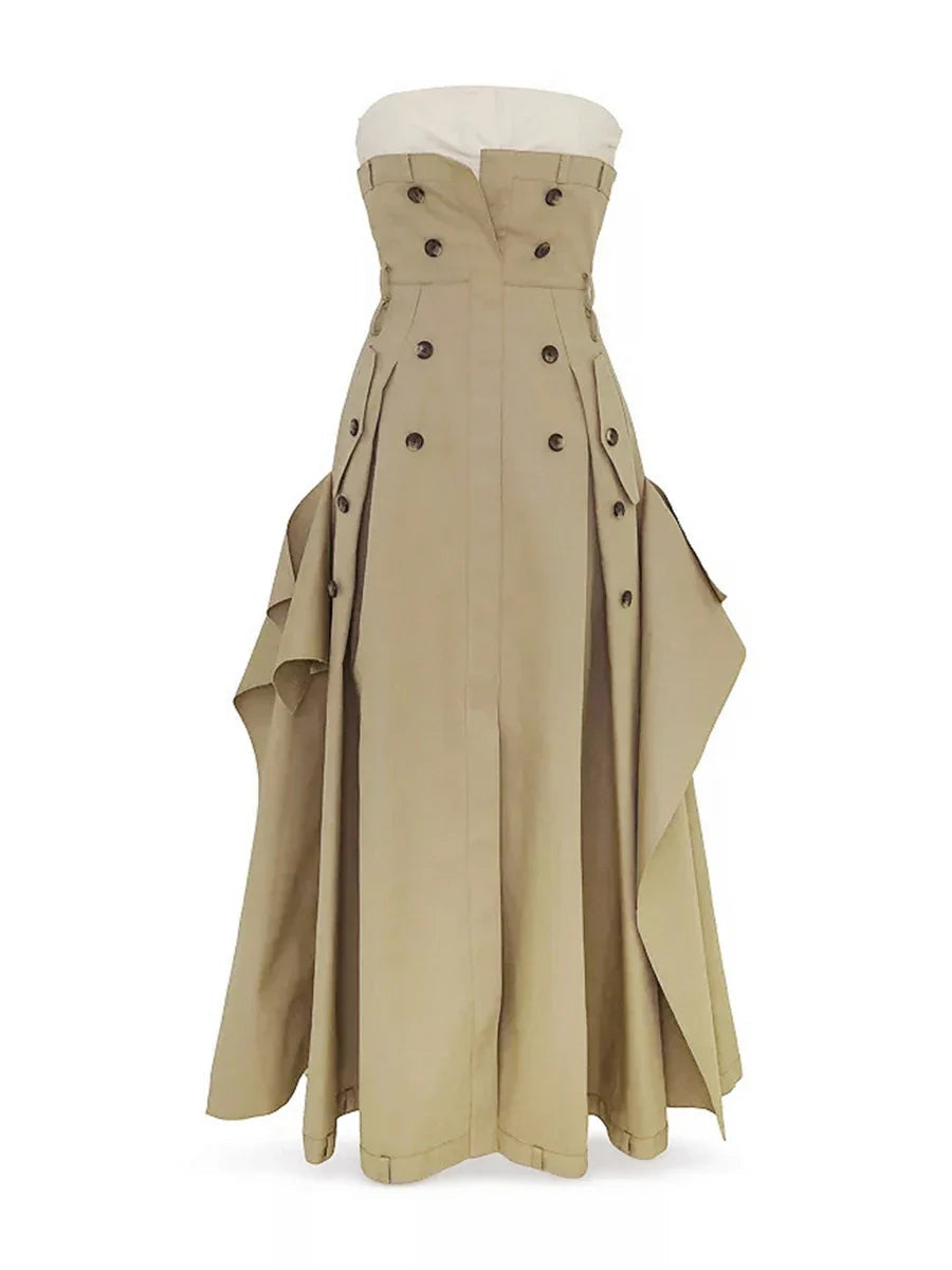 Audacious Strapless Belted Maxi Dress Boho Brown