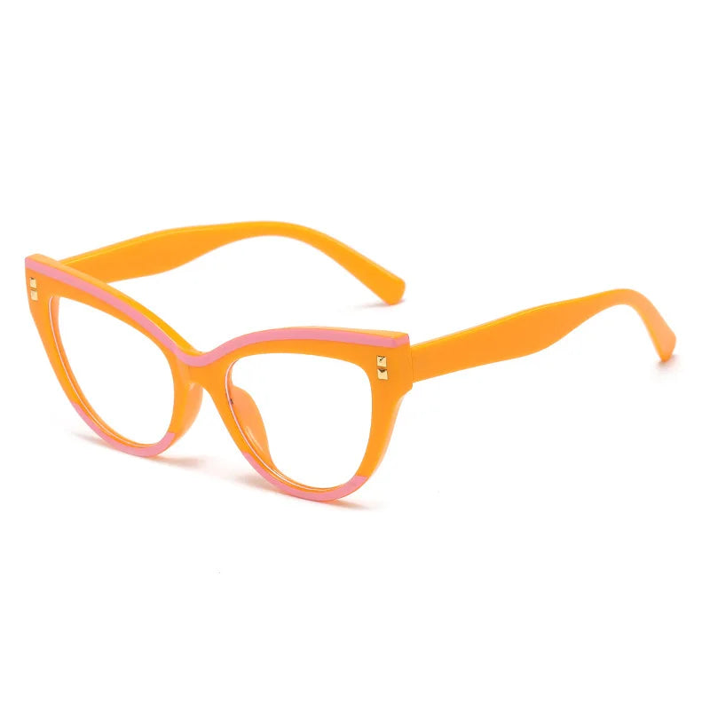 Anti Blue Light Optical Cat Eye Glasses Women Vintage Brand Designer Myopia Prescription Sexy Ladies Rivet Eye Glasses Frame T&L Fashions Boutique