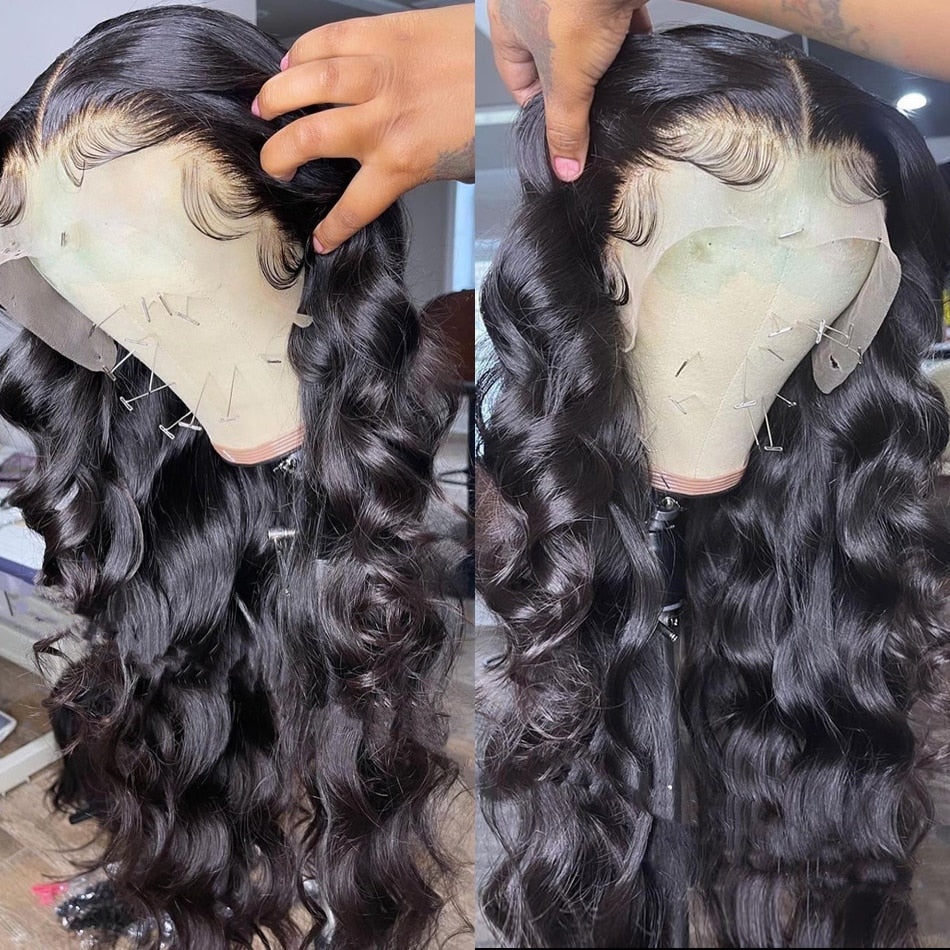 Body Wave Lace Frontal Wig Brazilian Transparent 13x4 Lace Front Human Hair Wigs For Black Women Loose Water Wavy Wig PrePlucked HOL stores