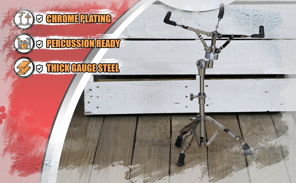 Snare Drum Stand by GRIFFIN - Deluxe Percussion Hardware Base Kit - Double Braced, Light Weight Mount for Standard Snares, Tom Drums & Practice Pad GeekStands.com