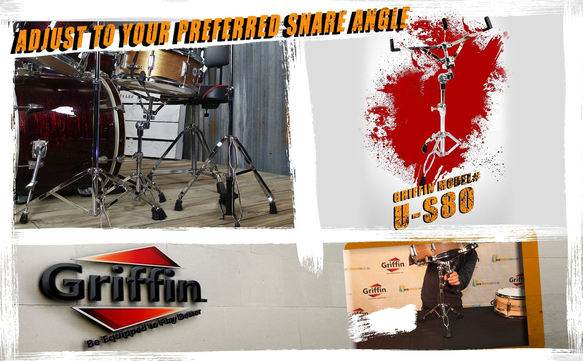 Snare Drum Stand by GRIFFIN - Deluxe Percussion Hardware Base Kit - Double Braced, Light Weight Mount for Standard Snares, Tom Drums & Practice Pad GeekStands.com