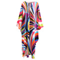 Vibrant Printed Loose Maxi Dress Boho Brown