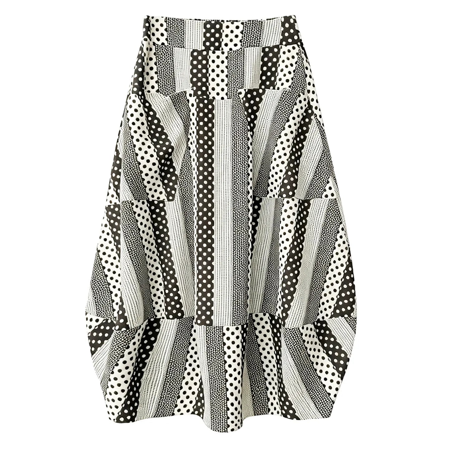 Unique Dot Striped A-Line Skirt Boho Brown