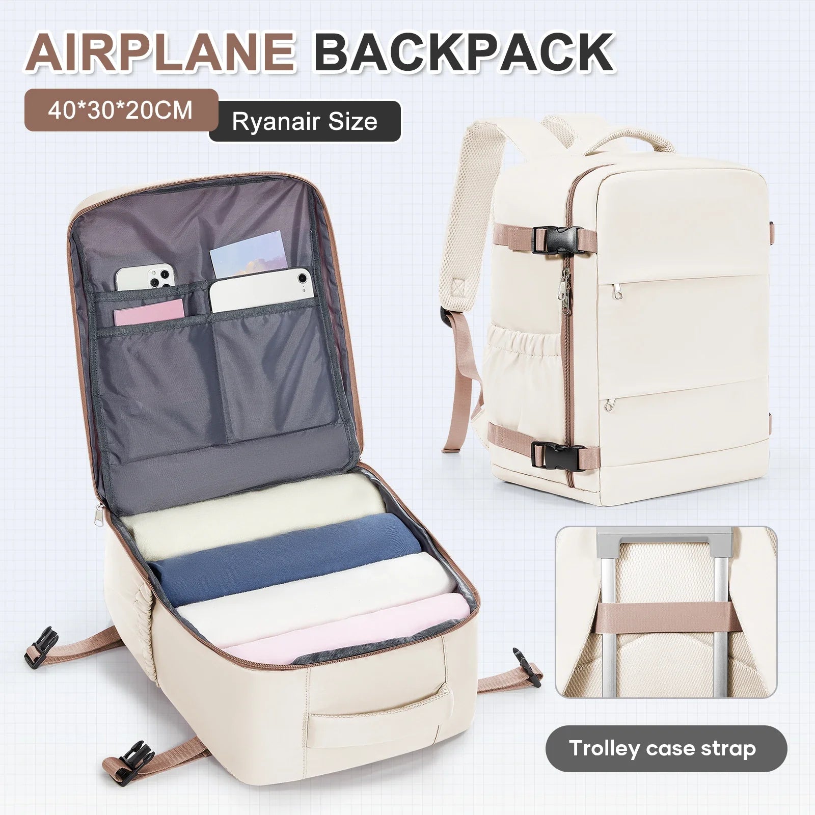 Ryanair Backpack 40x30x20 Cabin Bag Travel Backpack for Men Women Hand Luggage Leisure Laptop Backpack mochila para viaje cabina 7DAY'S