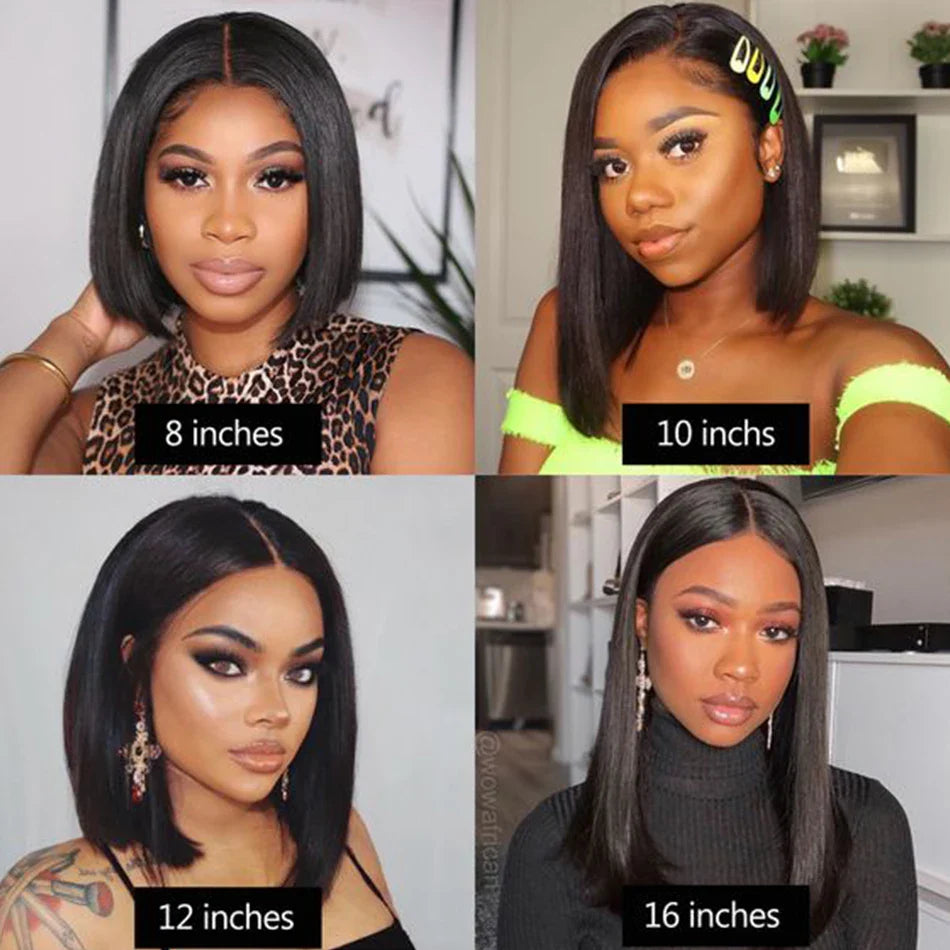 Bob Wig Brazilian Hair Lace Front Human Hair Wigs Short Bob Wig Pre Plucked Natural Color 4x4 Lace Part Lace Wigs For Women T&L Fashions Boutique