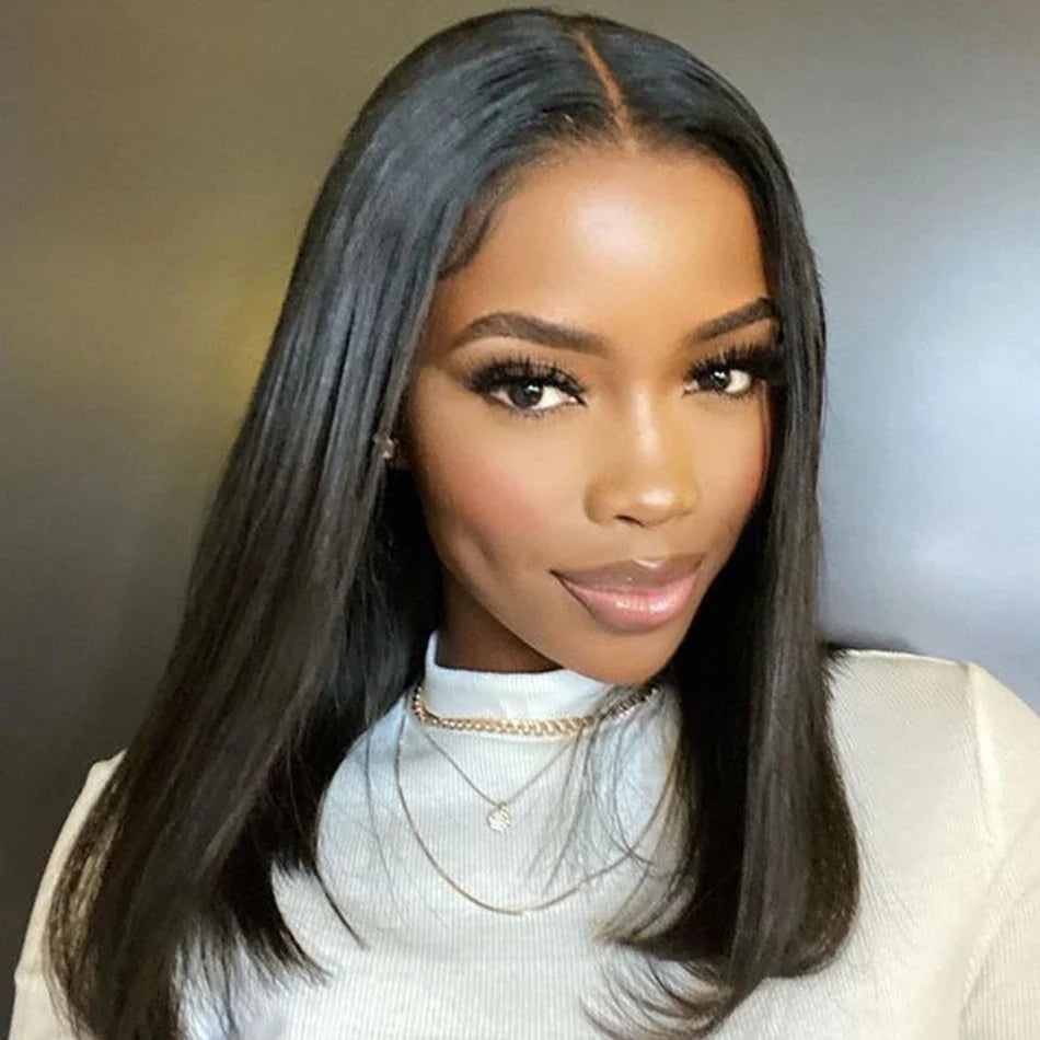 Bob Wig Brazilian Hair Lace Front Human Hair Wigs Short Bob Wig Pre Plucked Natural Color 4x4 Lace Part Lace Wigs For Women T&L Fashions Boutique