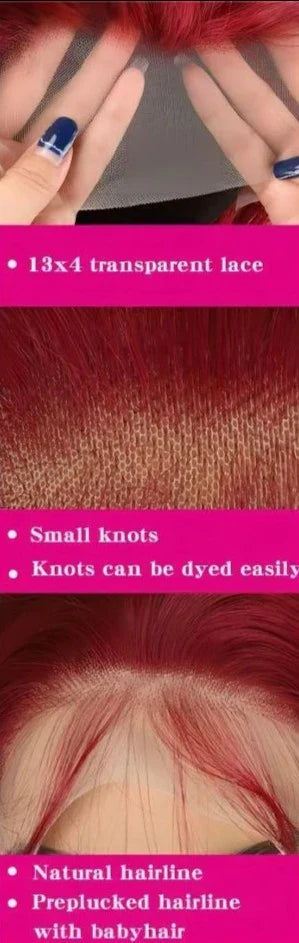 Bob Wigs Lace Front Human Hair Wigs 13x4 Burgundy Straight T&L Fashions Boutique