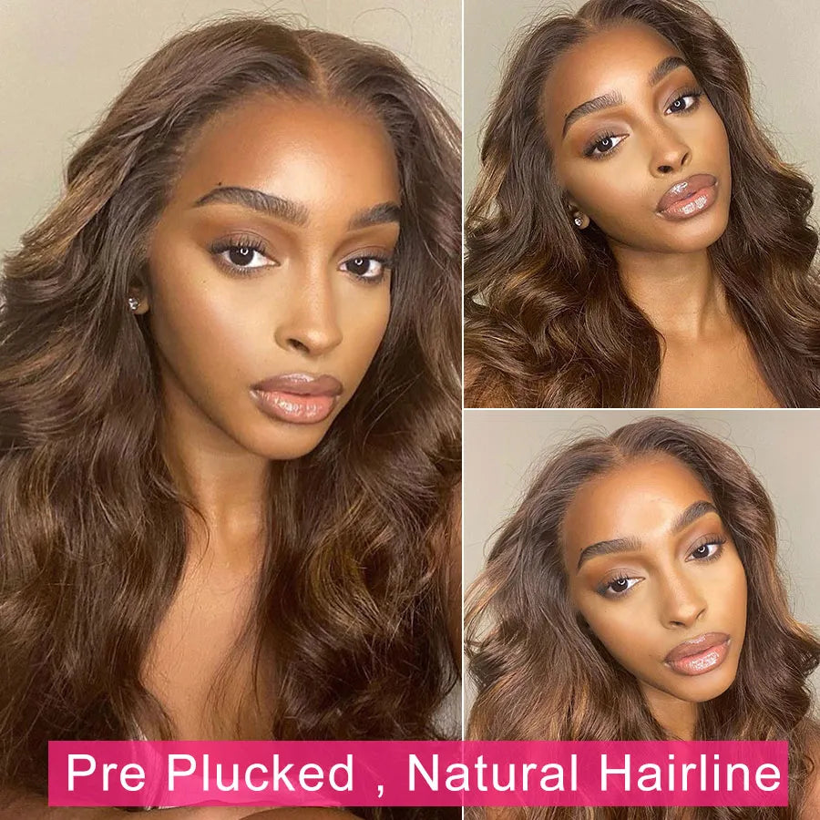 HD 13x4 Chocolate Brown Lace Front Human Hair Wigs For Women Body Wave Transparent 360 Full Lace Frontal Wigs On Clearance Sale HOL stores