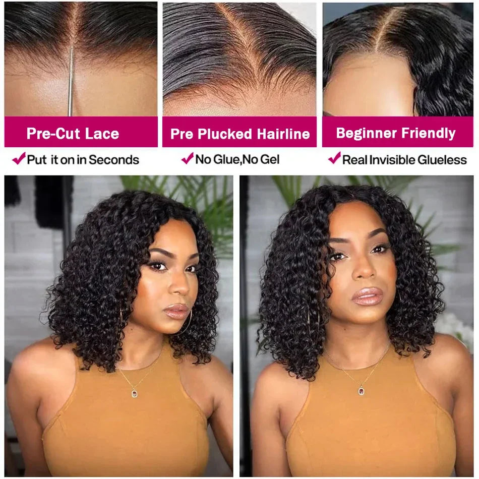 Jerry Curly Short Bob Wigs 13x6 Lace Frontal Human Hair Wigs 5x5 Glueless Wigs Lace Closure Transparent 13x4 Lace Font Wigs HOL stores