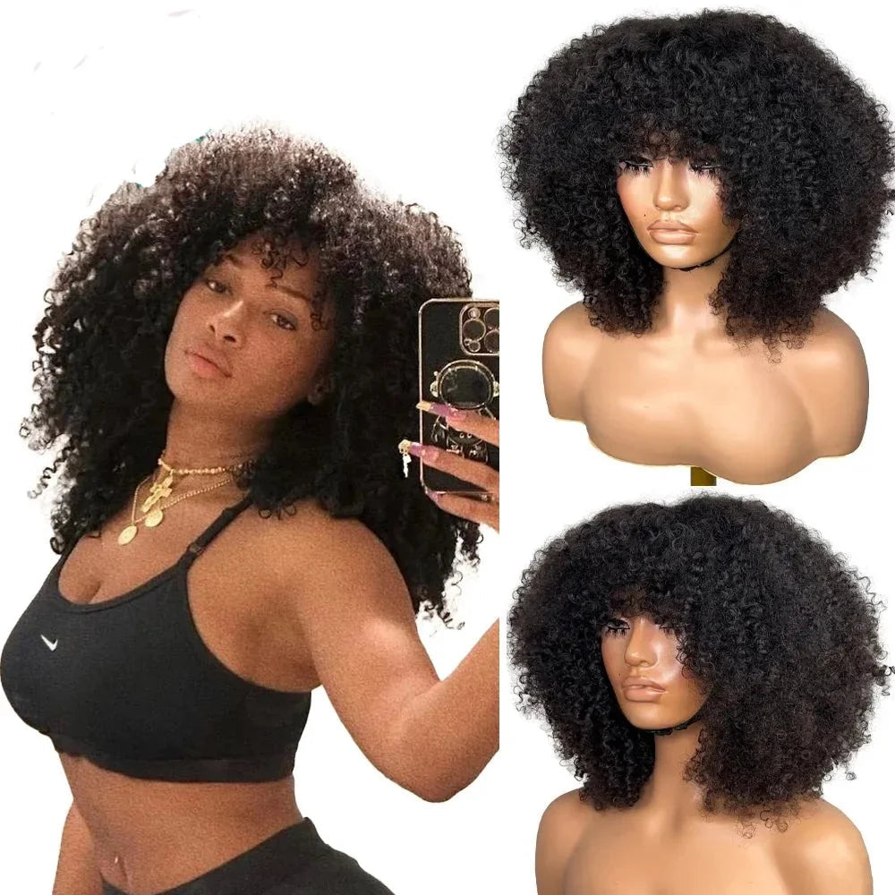 13x6 Kinky Curly Lace Front Human Hair Wigs For Black Women 13x4 Curly Lace Frontal Wig With Bang 4x4 Lace Closure Wig 250% Remy HOL stores