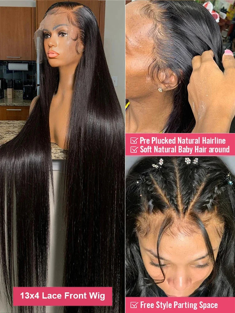 Glueless Preplucked Human Hair Wigs Ready To Wear And Go Brazilian Bone Straight 13x4 HD Lace Frontal Human Hair Wig For Women HOL stores