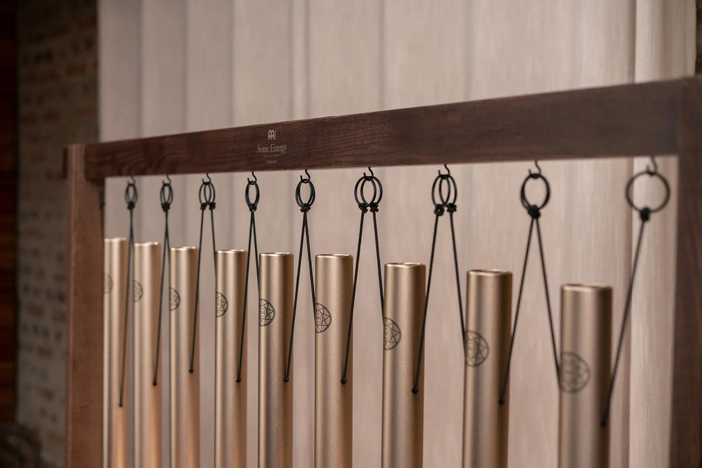 9-Piece Sound Bath Tube Chimes Solfeggio Set, Champagne Gold Utah Energy Healing Center