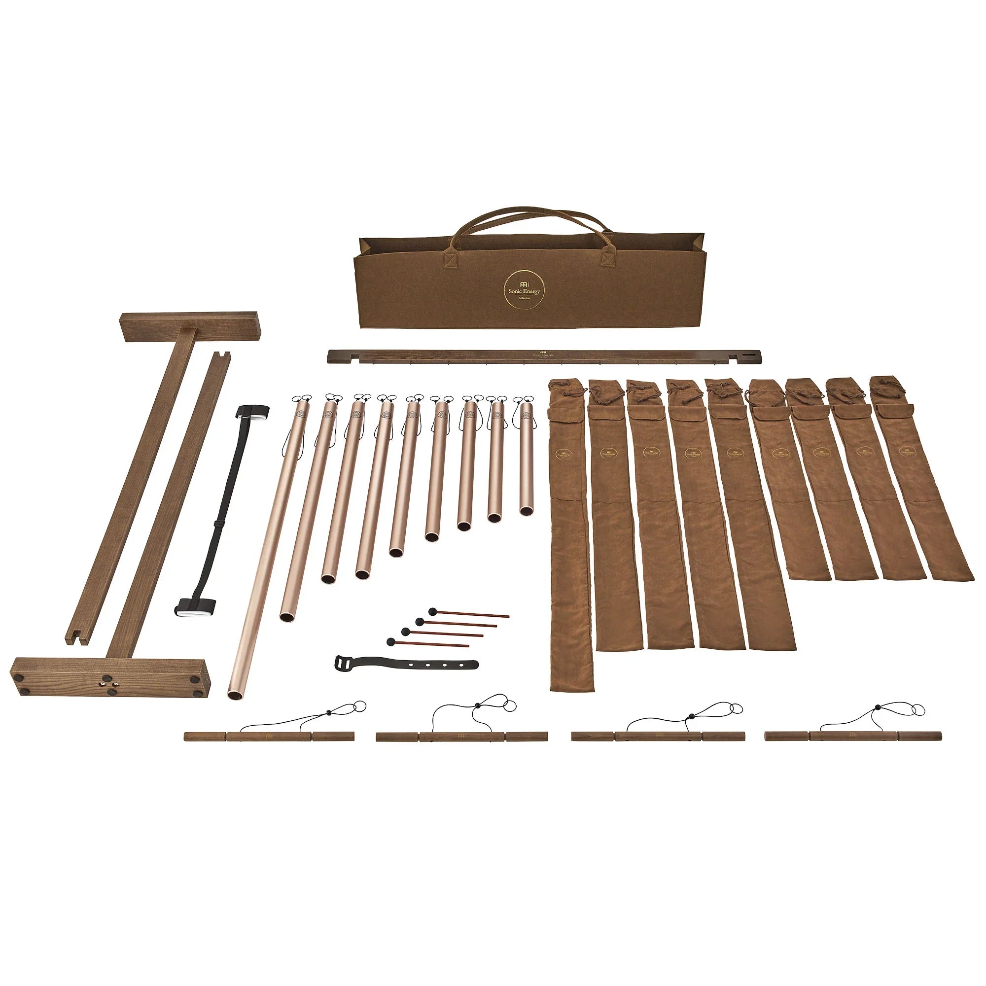 9-Piece Sound Bath Tube Chimes Solfeggio Set, Champagne Gold Utah Energy Healing Center