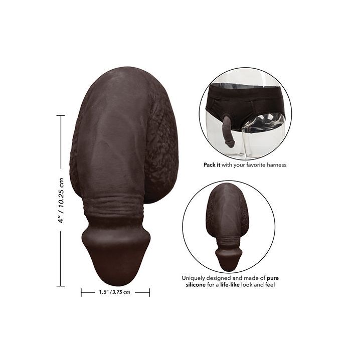 Packer Gear 4" Silicone Packing Penis - Black Adult Toy Box