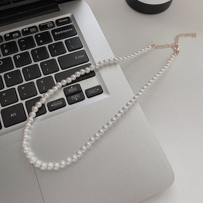 French lazy pearl necklace female niche high-end temperament versatile clavicle chain 2024 new sweater necklace