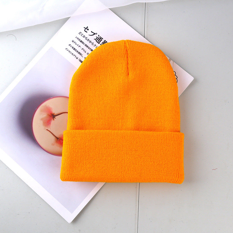 Plain knitted hat winter wool hat hat men and women warm hat