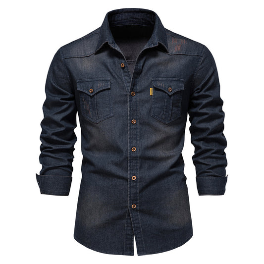 men's casual non-iron denim shirt