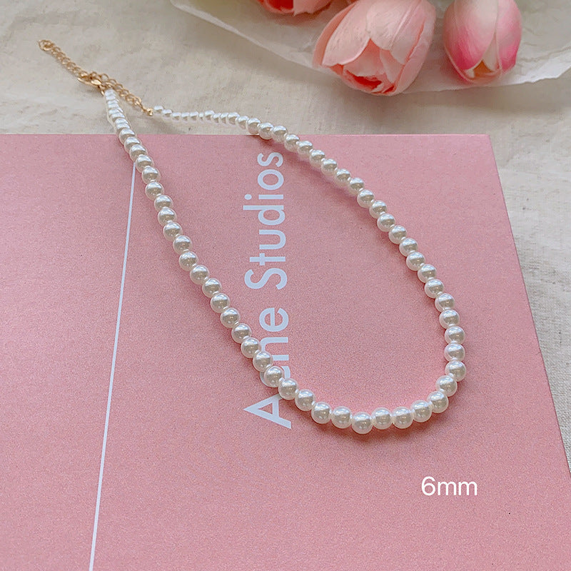 French lazy pearl necklace female niche high-end temperament versatile clavicle chain 2024 new sweater necklace