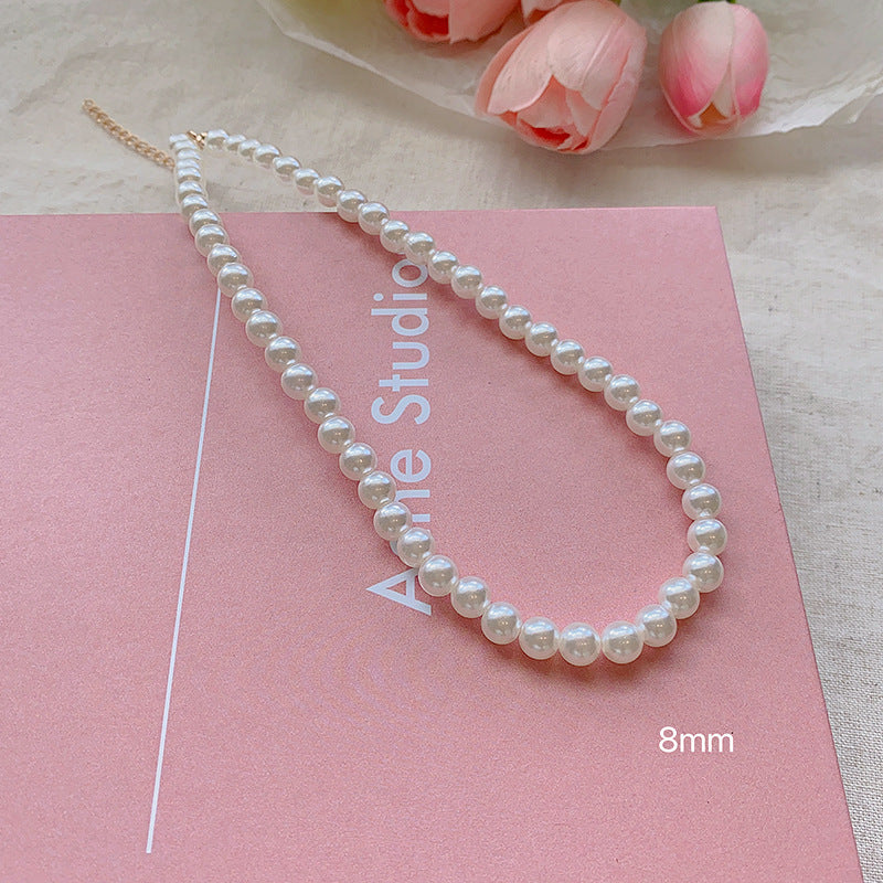 French lazy pearl necklace female niche high-end temperament versatile clavicle chain 2024 new sweater necklace