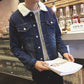 Winter fleece denim jacket men's thickened warm sherpa denim jacket autumn and winter loose and large Fashionable cotton padded clothes