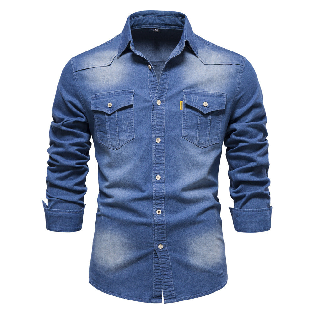 men's casual non-iron denim shirt